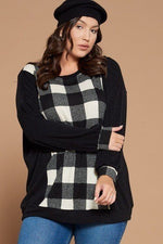 Load image into Gallery viewer, Plus Size Buffalo Plaid Check Contrast Pullover Tunic Top
