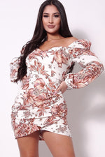 Load image into Gallery viewer, Balloon Sleeve Front Surplus Shirred Hem Floral Mini Dress
