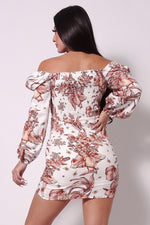 Load image into Gallery viewer, Balloon Sleeve Front Surplus Shirred Hem Floral Mini Dress
