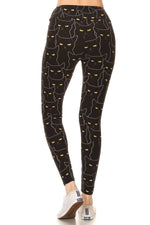 Load image into Gallery viewer, Yoga Style Banded Lined Black Cat Print, Full Length Leggings In A Slim Fitting
