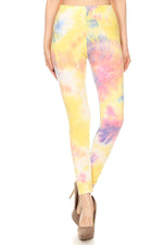 Load image into Gallery viewer, Tie Dye Printed, Full Length, High Waisted Leggings In A Fitted Style With An Elastic Waistband
