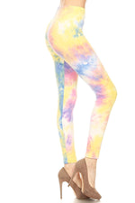 Load image into Gallery viewer, Tie Dye Printed, Full Length, High Waisted Leggings In A Fitted Style With An Elastic Waistband
