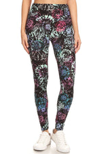 Load image into Gallery viewer, 5-inch Long Yoga Style Banded Lined Tie Dye Printed Knit Legging With High Waist.
