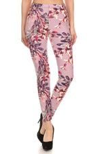 Load image into Gallery viewer, Floral Printed High Waisted Knit Leggings In Skinny Fit With Elastic Waistband
