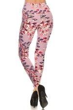 Load image into Gallery viewer, Floral Printed High Waisted Knit Leggings In Skinny Fit With Elastic Waistband
