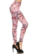 Load image into Gallery viewer, Floral Printed High Waisted Knit Leggings In Skinny Fit With Elastic Waistband
