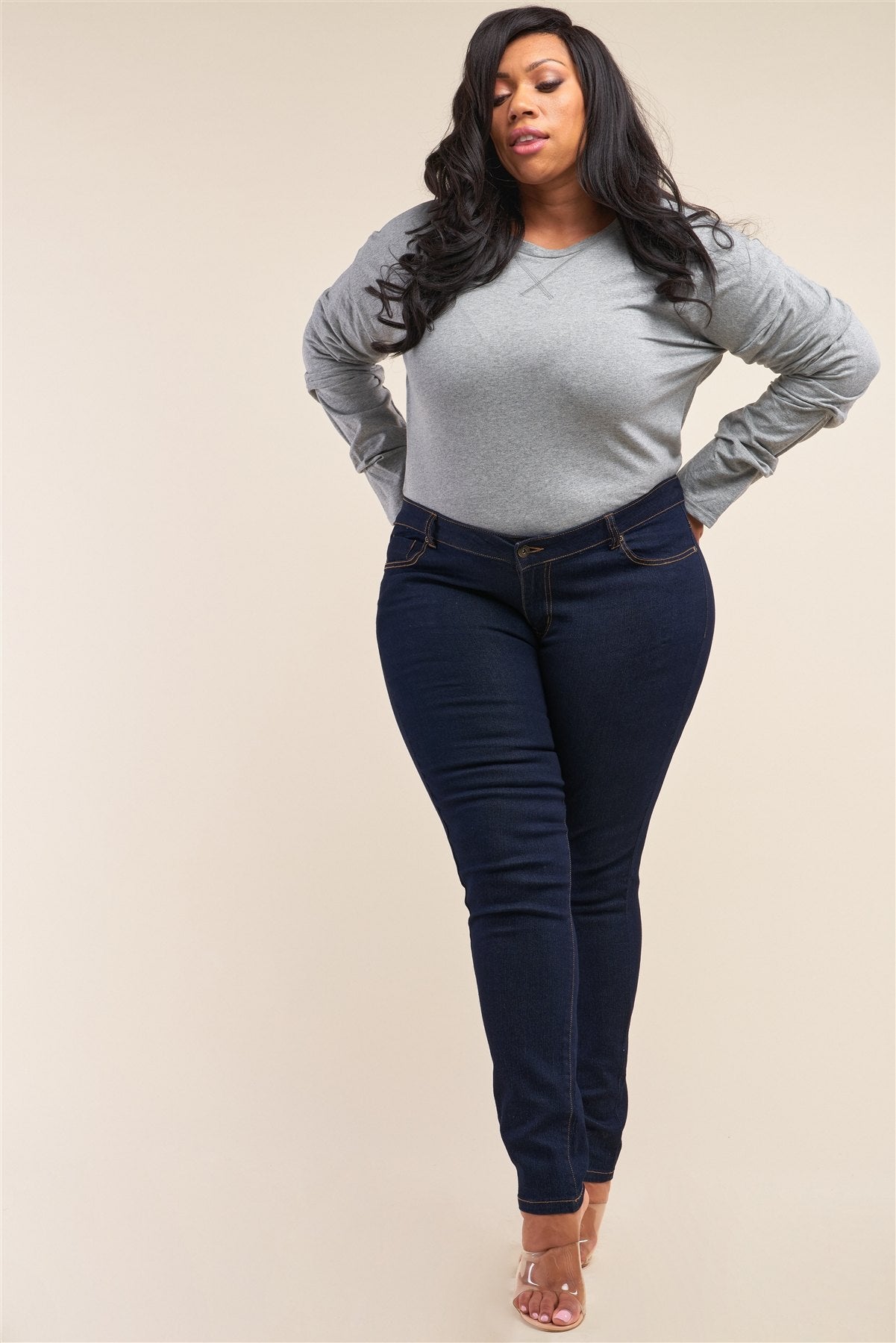 Plus Size Low-mid Rise Straight Cut Denim Pants