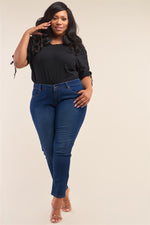 Load image into Gallery viewer, Plus Size Low-mid Rise Straight Cut Denim Pants
