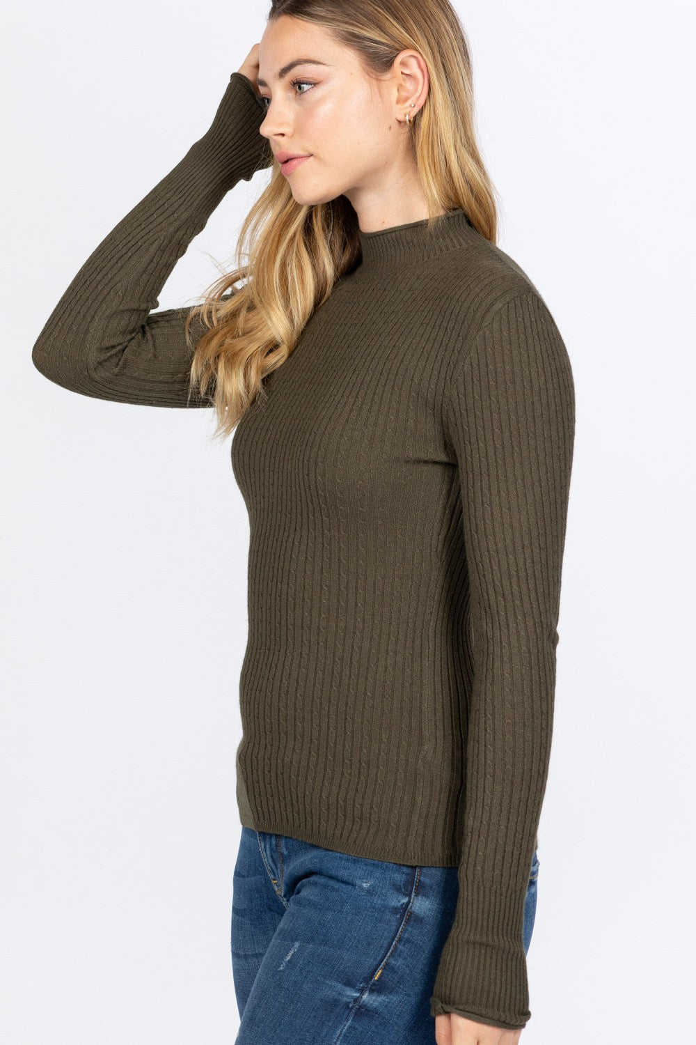 Mock Neck Viscose Sweater