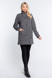 High Mock Neck Knit Coat