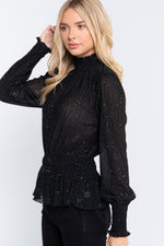 Load image into Gallery viewer, Smocked Sleeve Sparkle Crinkled Top
