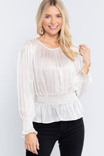 Load image into Gallery viewer, Smocked Ruffle Sleeve Lurex Blouse
