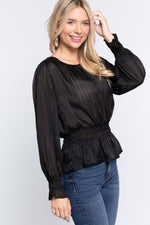 Load image into Gallery viewer, Smocked Ruffle Sleeve Lurex Blouse
