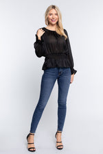 Load image into Gallery viewer, Smocked Ruffle Sleeve Lurex Blouse
