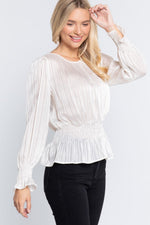 Load image into Gallery viewer, Smocked Ruffle Sleeve Lurex Blouse
