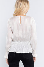 Load image into Gallery viewer, Smocked Ruffle Sleeve Lurex Blouse
