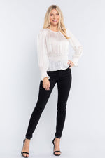 Load image into Gallery viewer, Smocked Ruffle Sleeve Lurex Blouse
