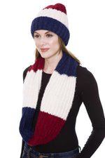 Load image into Gallery viewer, Stripe Pattern Infinity Scarf And Knit Hat Set
