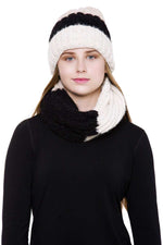 Load image into Gallery viewer, Stripe Pattern Infinity Scarf And Knit Hat Set
