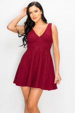 Load image into Gallery viewer, V-neck Back Cutout Skater Dress
