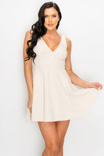 Load image into Gallery viewer, V-neck Back Cutout Skater Dress
