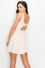 Load image into Gallery viewer, V-neck Back Cutout Skater Dress
