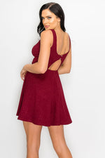 Load image into Gallery viewer, V-neck Back Cutout Skater Dress
