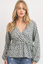 Load image into Gallery viewer, Surplice Neckline Drop Shoulder Long Sleeve Top
