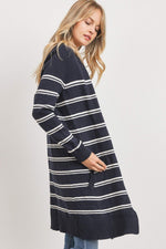 Load image into Gallery viewer, Striped Print Open Front Cardigan
