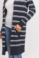 Load image into Gallery viewer, Striped Print Open Front Cardigan
