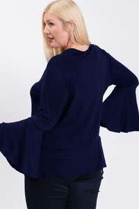 Long Bell Sleeve Ruffle Keyhole