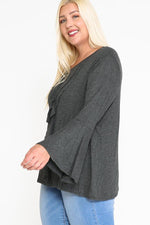 Load image into Gallery viewer, Long Bell Sleeve Ruffle Keyhole
