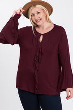 Load image into Gallery viewer, Long Bell Sleeve Ruffle Keyhole
