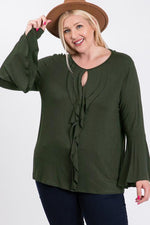 Load image into Gallery viewer, Long Bell Sleeve Ruffle Keyhole
