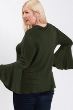 Load image into Gallery viewer, Long Bell Sleeve Ruffle Keyhole
