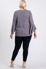 Load image into Gallery viewer, Front Keyhole 2-tone Rib Fabric 3/4 Bell Sleeve Top
