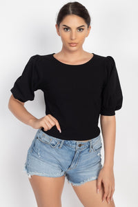 Techno Crepe Balloon Sleeve Top