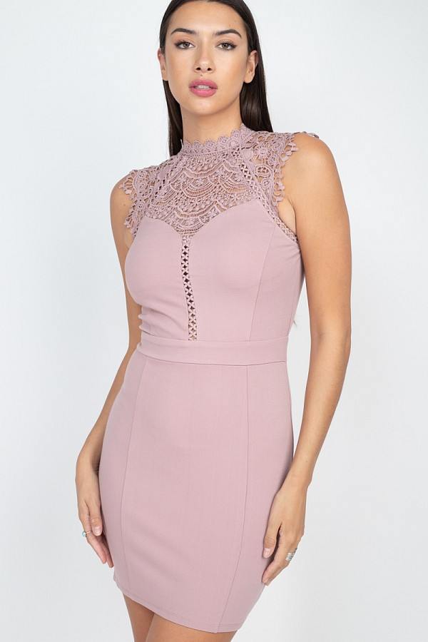 Sleeveless Lace Mini Dress