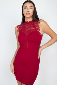 Sleeveless Lace Mini Dress