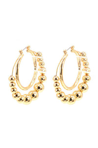 Metal Balls Double Ring Hoop Earring