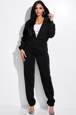 Load image into Gallery viewer, French Terry Zip Front Faux Fur Lined Jacket and Pant Set
