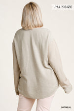 Load image into Gallery viewer, Linen Blend Button Down Cardigan With High Low Hem
