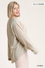 Load image into Gallery viewer, Linen Blend Button Down Cardigan With High Low Hem
