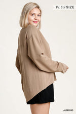 Load image into Gallery viewer, Linen Blend Button Down Cardigan With High Low Hem
