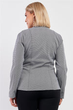 Load image into Gallery viewer, Plus Checkered Houndstooth Pattern Front Zipper Closure Jacket
