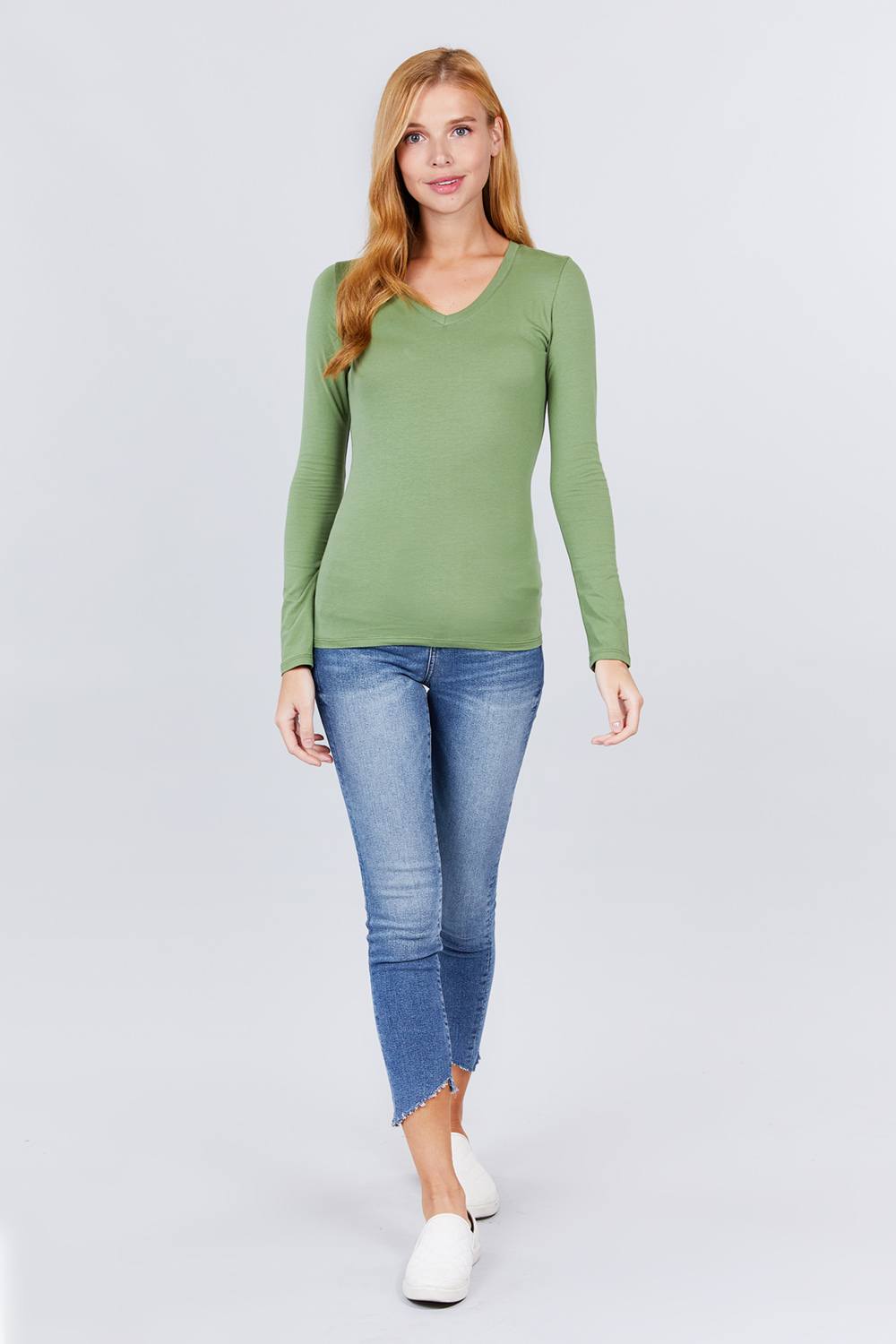 Cotton Jersey V-neck Top