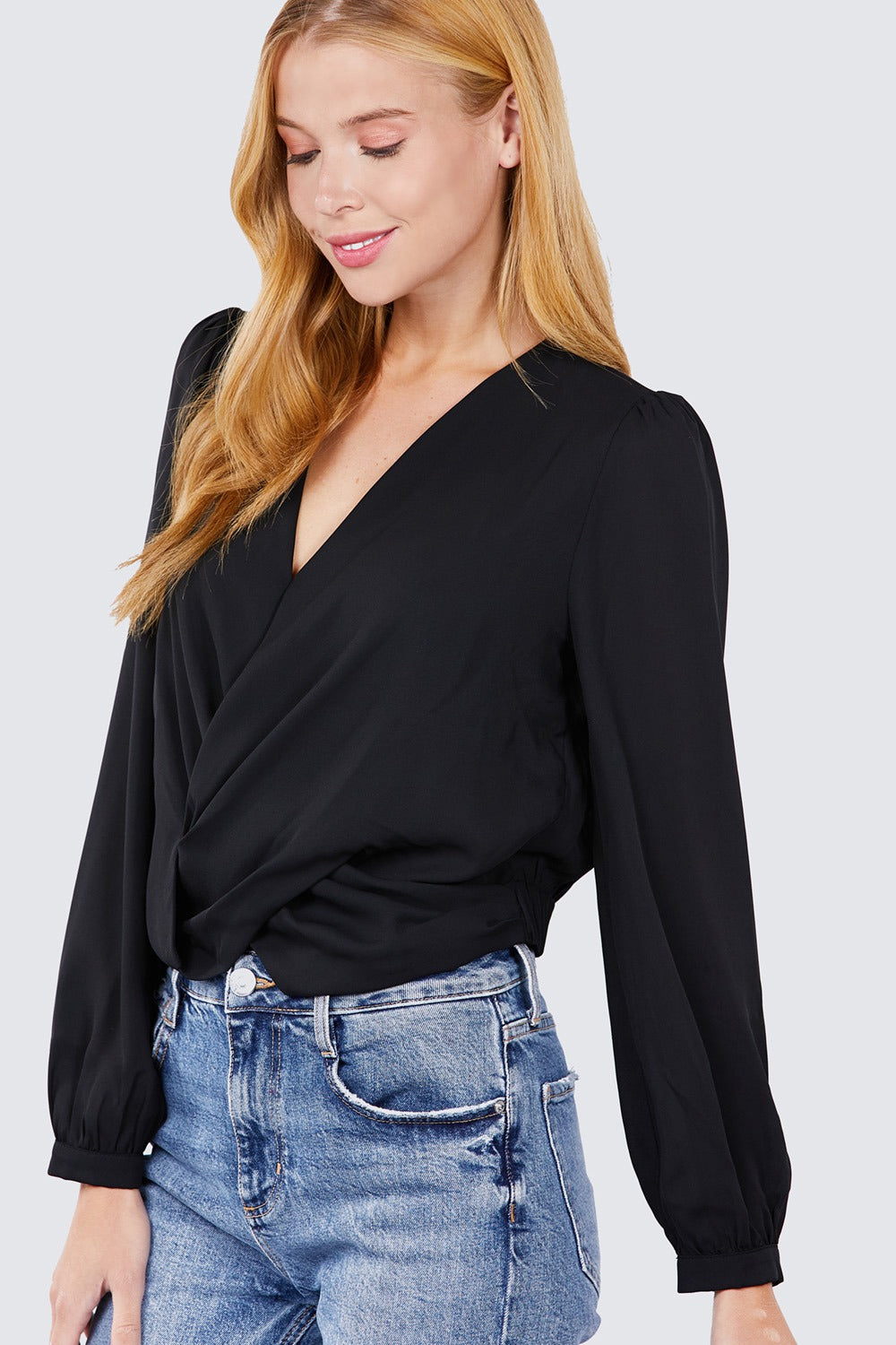 V-neck Surplice Woven Top