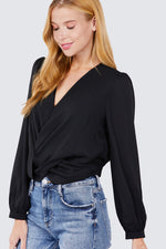 Load image into Gallery viewer, V-neck Surplice Woven Top
