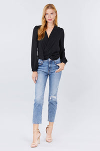 V-neck Surplice Woven Top