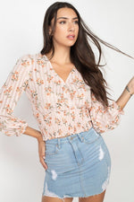 Load image into Gallery viewer, Floral Shadow Stripe V-neck Top
